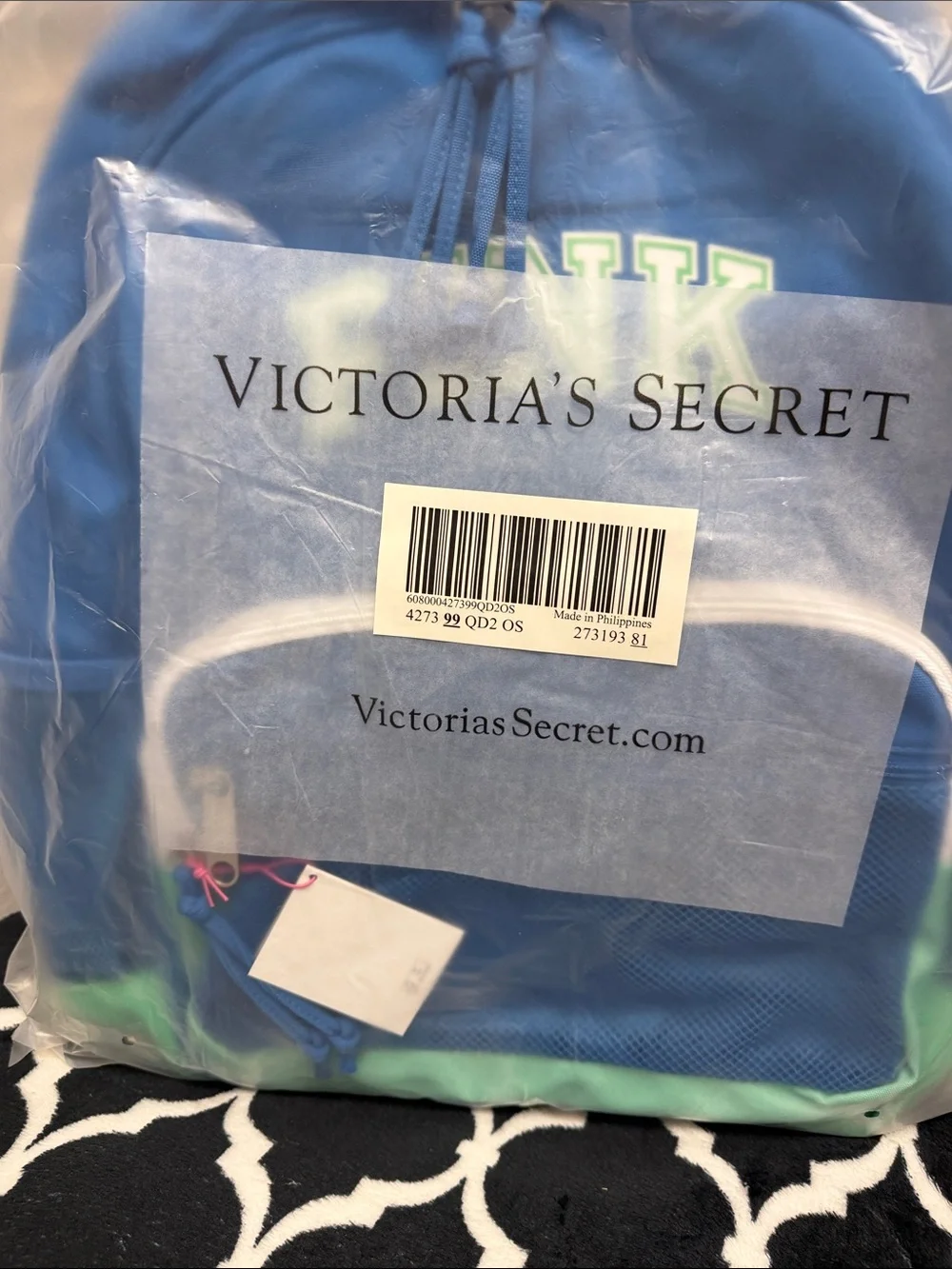 PINK Victoria's Secret Kids Blue & Green School Backpack